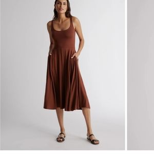 Quince Tencel Jersey Fit & Flare Dress Brown M